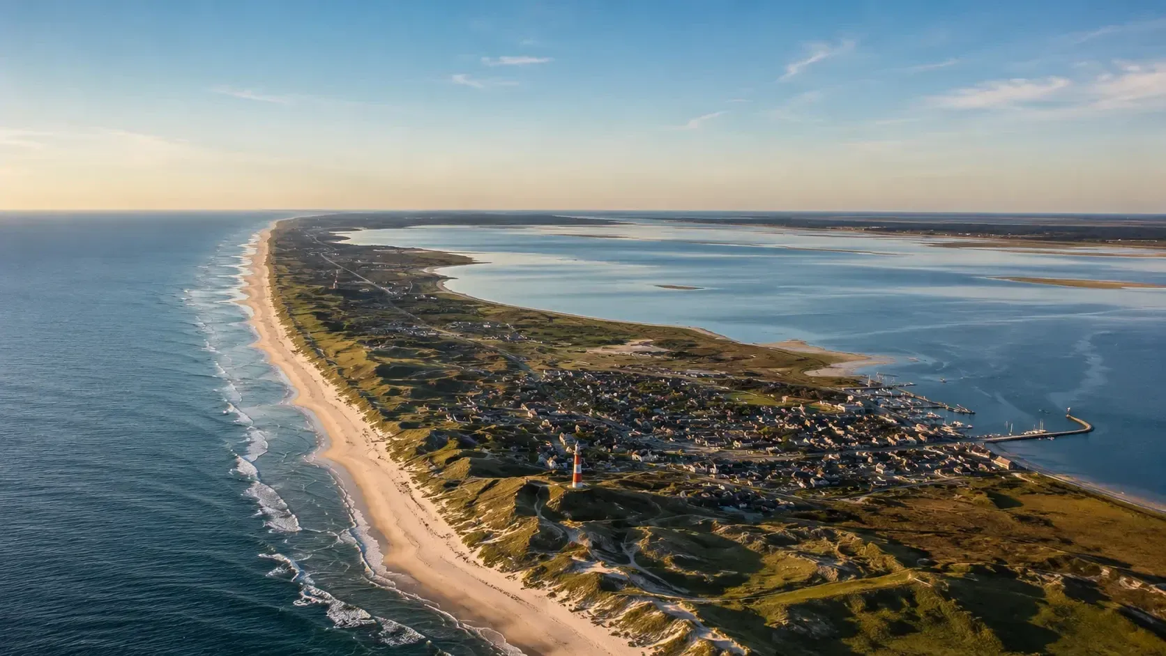 Sylter Westküste mit Strand und Dünen aus der Luft